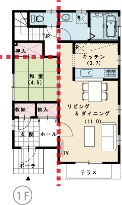 和室付4LDK 1F