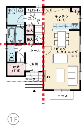 家事スペース充実 1F