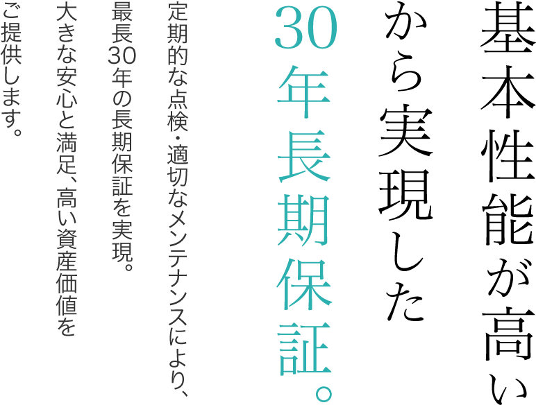 基本性能が高いから実現した30年長期保証。